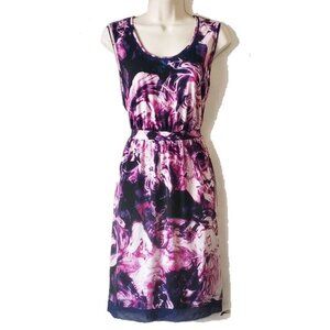 Simply Vera Wang Jersey Mesh Dress XL Navy Purple White